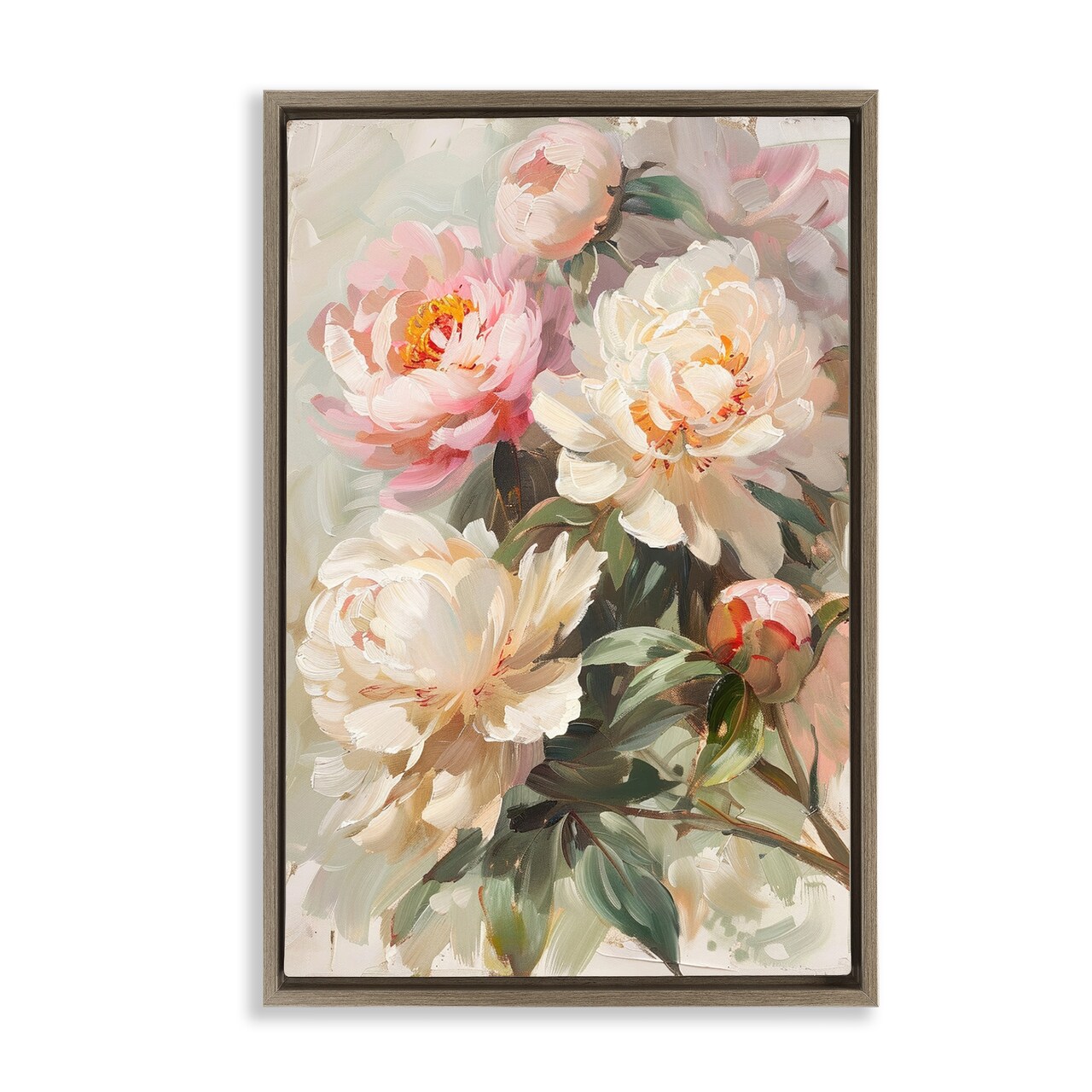 Stupell Industries Spring Peony Bundle Floater Framed Canvas Wall Art Design by LSR Design Studio